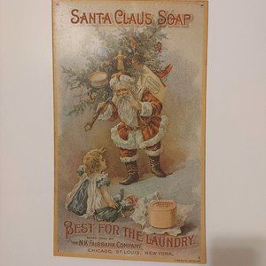 Santa Claus Soap Metal Sign Ad NK. Fairbank Company AAA Sign Co. Retro Repro